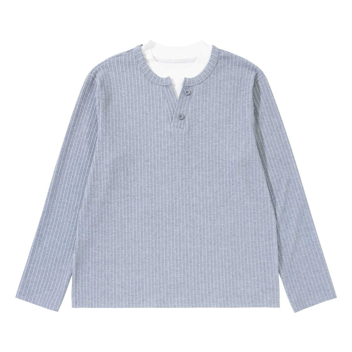 Unisex fine structured ribbed sweater with Henley neckline Mune Fashion