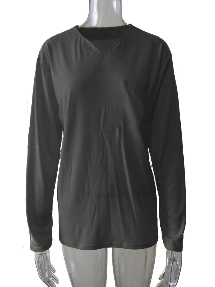 Women nan legeres Long-sleeve shirt with V-notch neckline, chest pocket, and relaxed oversized fit Mune Fashion