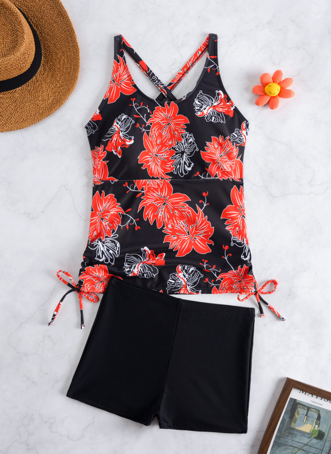 Ladies Tankini Set with fashionable floral design and comfortable shorts Mune Fashion