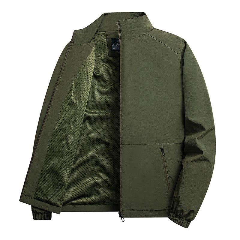 Men's lightweight windproof fleece jacket with stand-up collar and zip pockets Mune Fashion