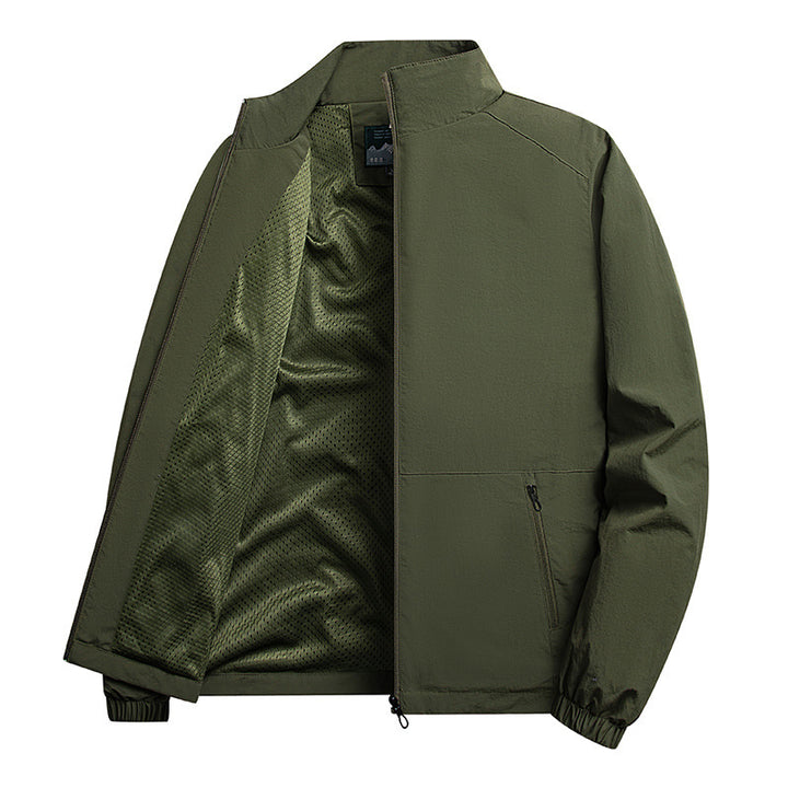 Men's lightweight windproof fleece jacket with stand-up collar and zip pockets Mune Fashion