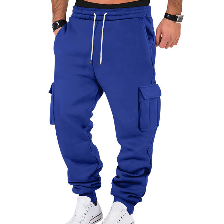 Men's casual cargo sweatpants with drawstring waistband, flap pockets and slim ankle cuffs Mune Fashion