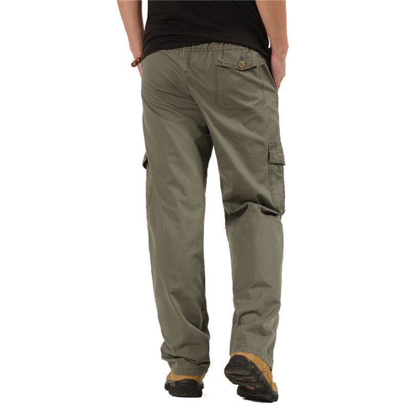 Men's cargo pants with elastic waistband, multifunctional utility pockets and straight cut Mune Fashion