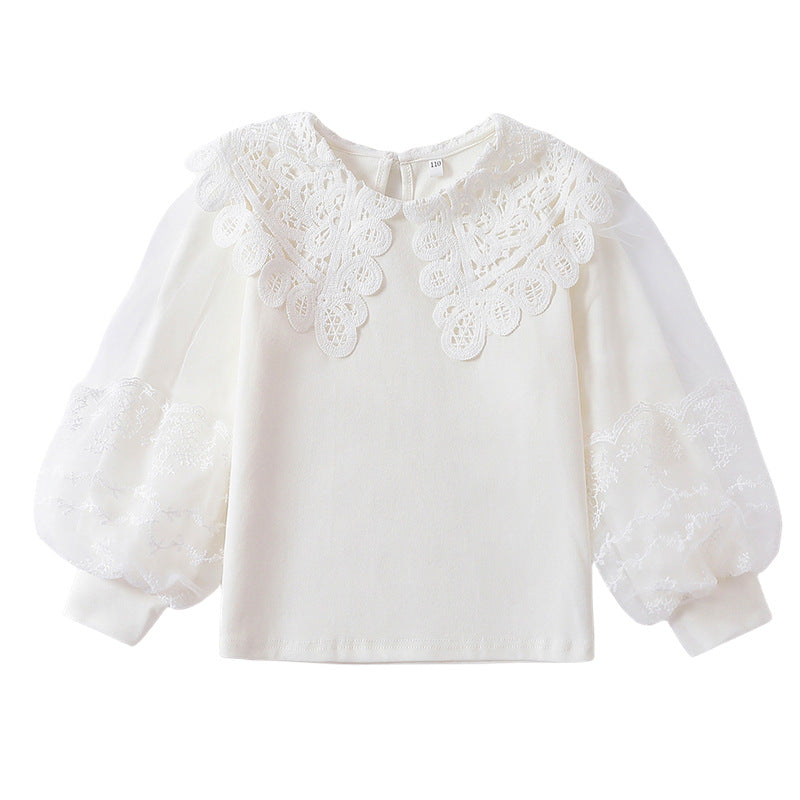 Girls elegant blouse with transparent puff sleeves Mune Fashion