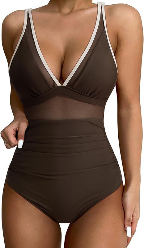 Ladies High-Waisted Swimsuit with Transparent Inserts Mune Fashion