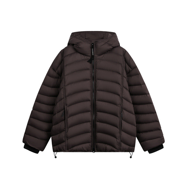 Women's Lightweight Padded Down Jacket with Hood and Adjustable Hem Mune Fashion