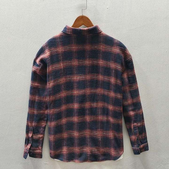 Men's Casual Check Flannel Overshirt made of soft cotton blend with breast pocket Mune Fashion