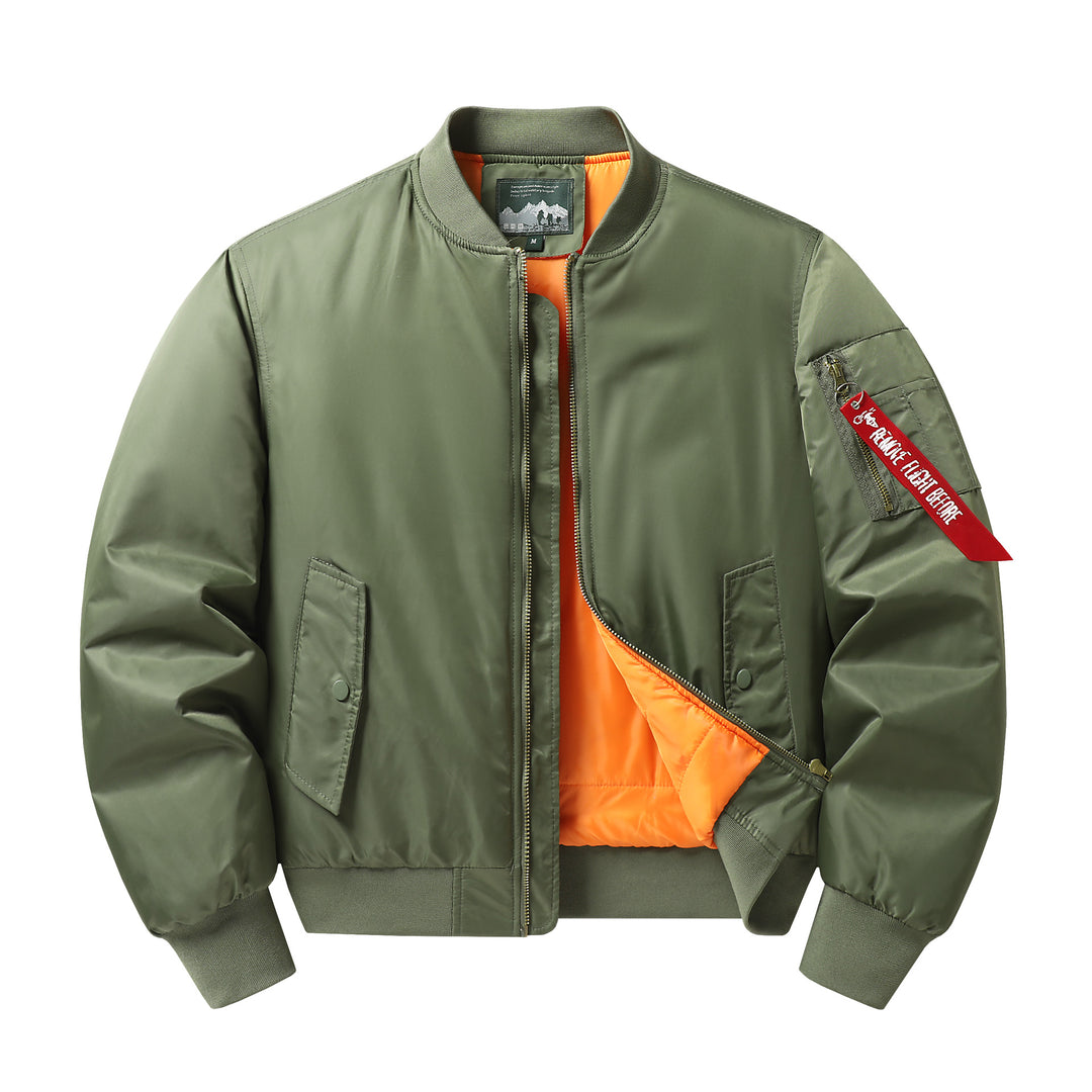 Men's pilot bomber jacket with contrast lining windproof shell and sleeve utility pocket Mune Fashion