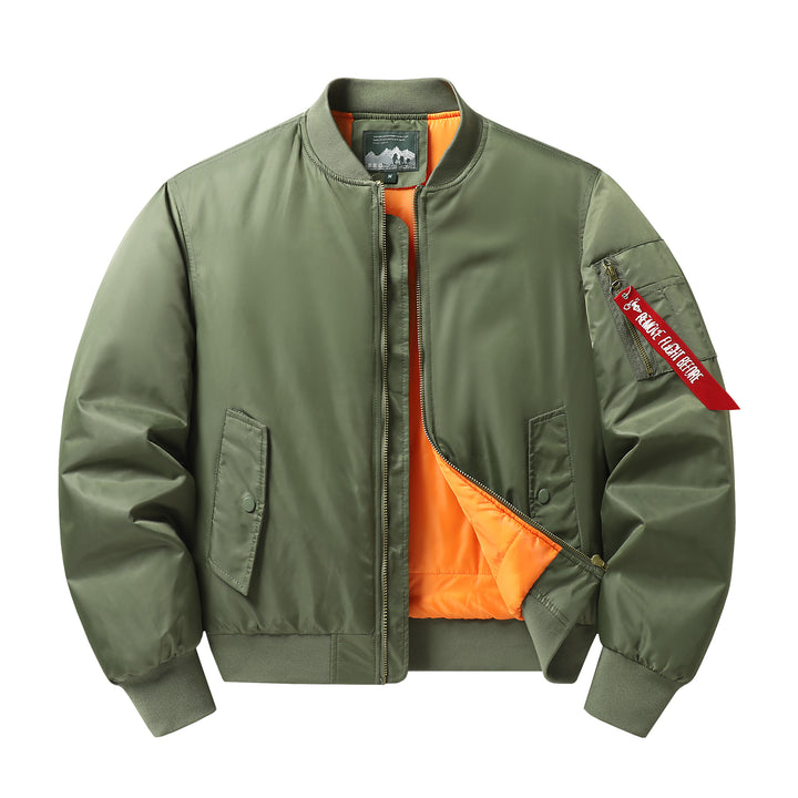 Men's pilot bomber jacket with contrast lining windproof shell and sleeve utility pocket Mune Fashion