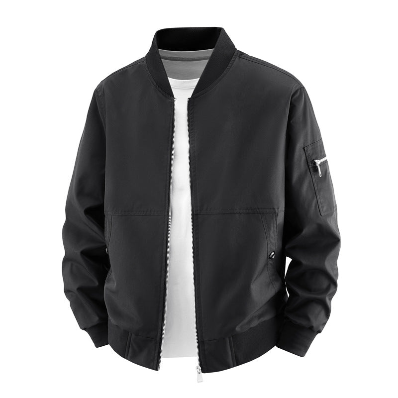 Men's  minimalist zip-front bomber jacket with concealed welt pockets and sleeve utility pocket Mune Fashion