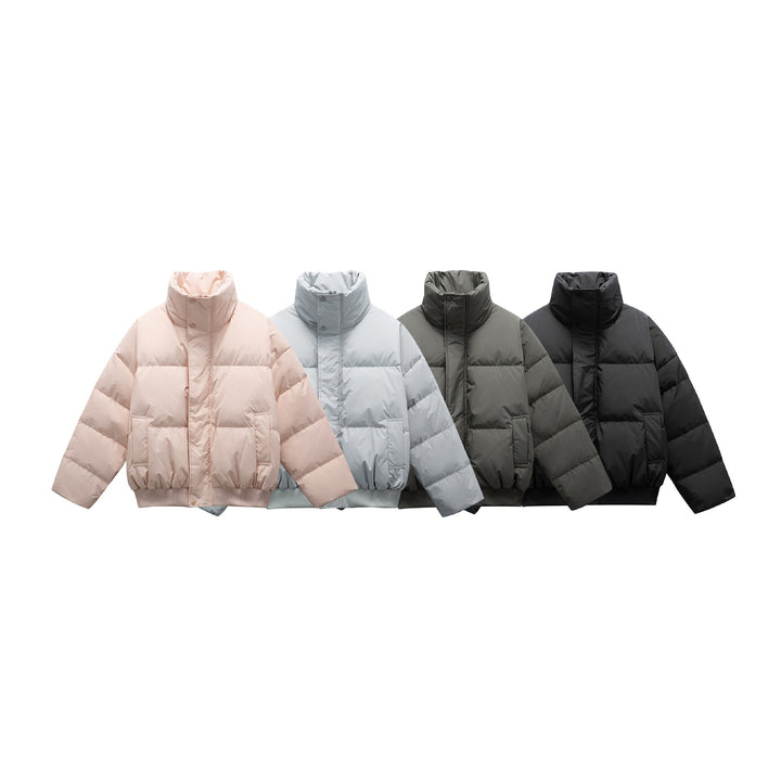 Unisex Boxy padded short jacket with high stand collar and elastic hem Mune Fashion