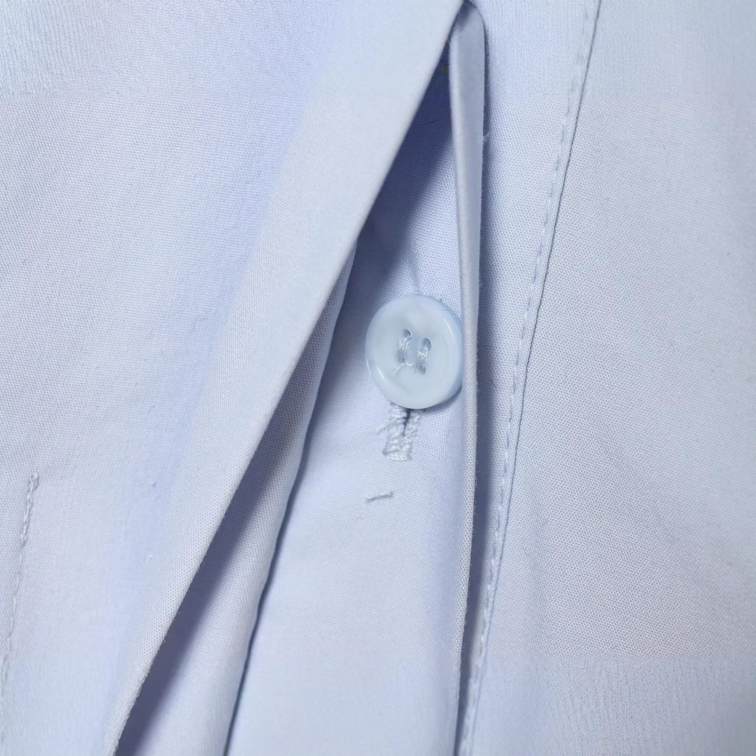 Women's oversized shirt blouse with tailored pleat look and concealed buttons Mune Fashion