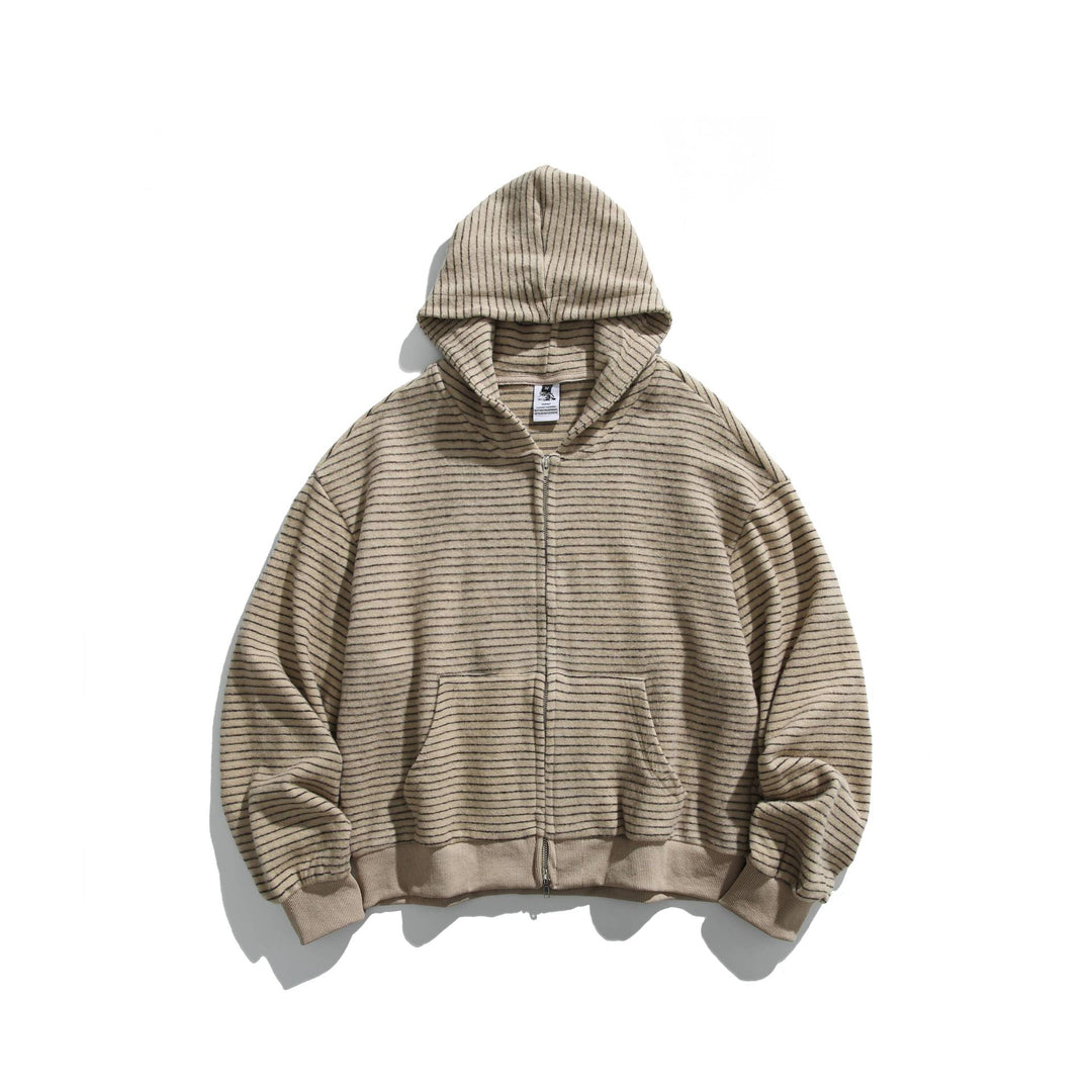 Unisex Striped Hoodie with Full Zip and Ribbed Cuffs Mune Fashion