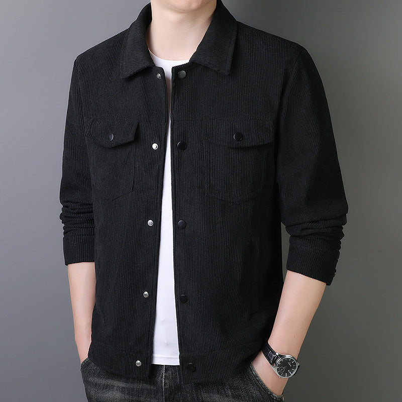 Men's cord jacket in trucker style with snap button placket Mune Fashion