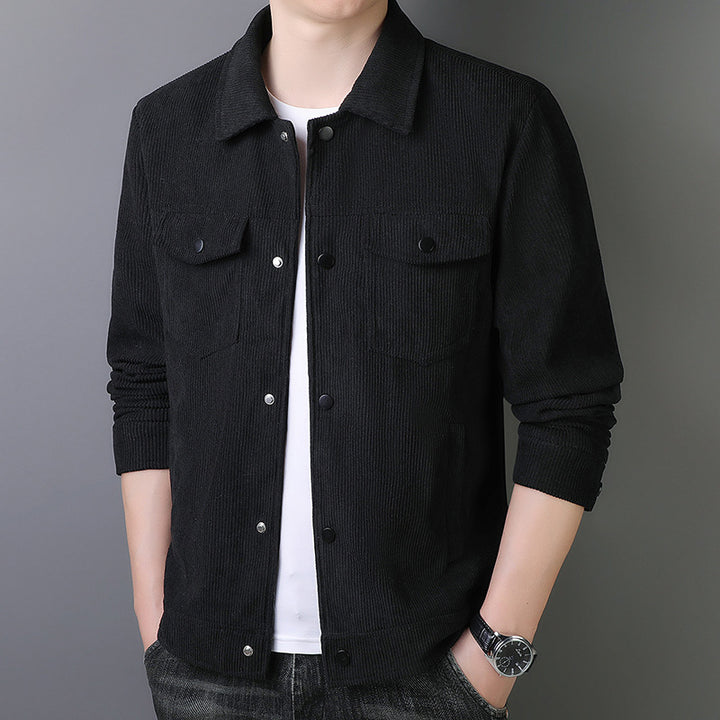 Men's cord jacket in trucker style with snap button placket Mune Fashion
