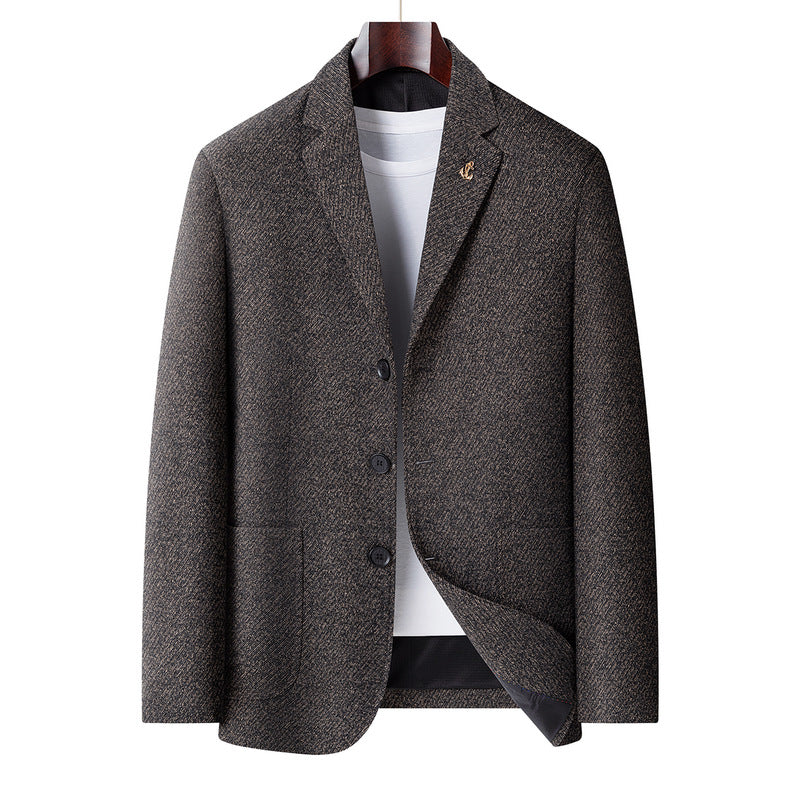 Men's single-breasted wool blend jacket with fine texture and light interior lining Mune Fashion