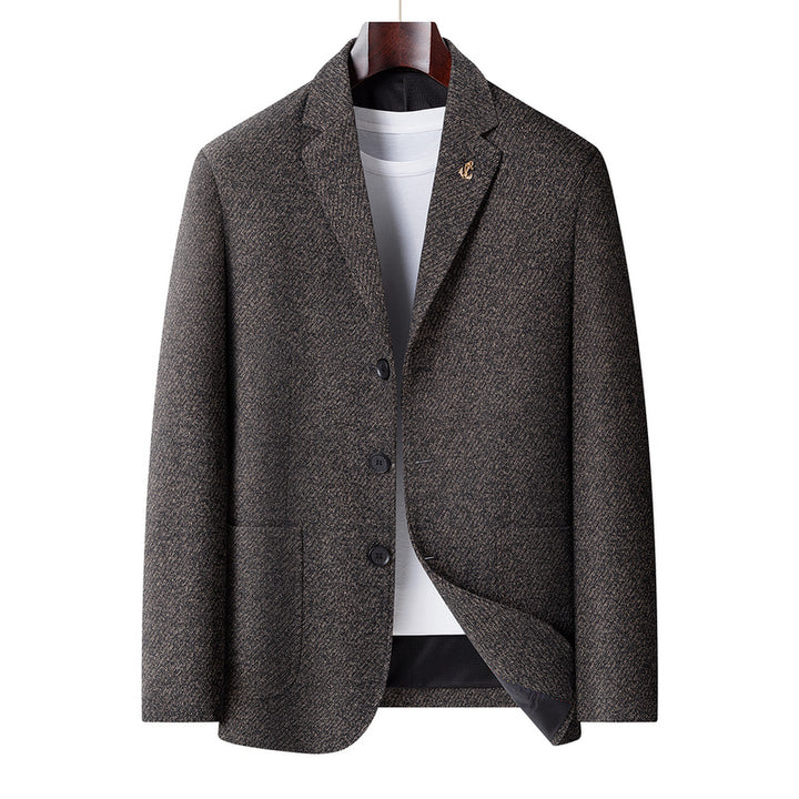 Men's Wool Blend Blazer with Herringbone Structure, Light Thermal Insulation and Patch Pockets Mune Fashion