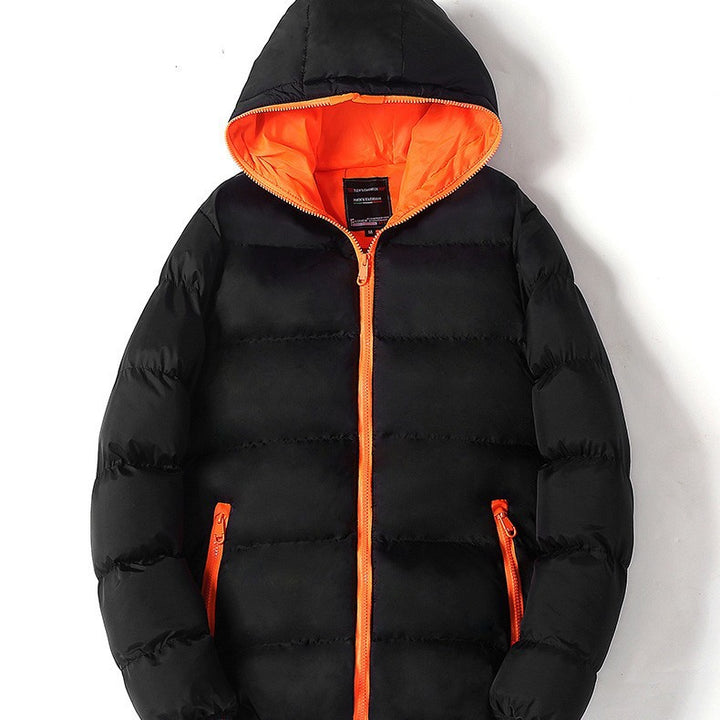 Men's light padded hooded jacket with contrasting inner lining and zip pockets Mune Fashion