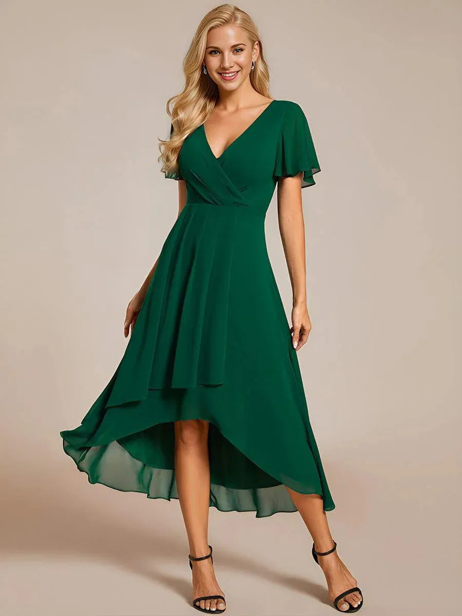 Women's Elegant Wrap Dress with Asymmetric Hem Mune Fashion