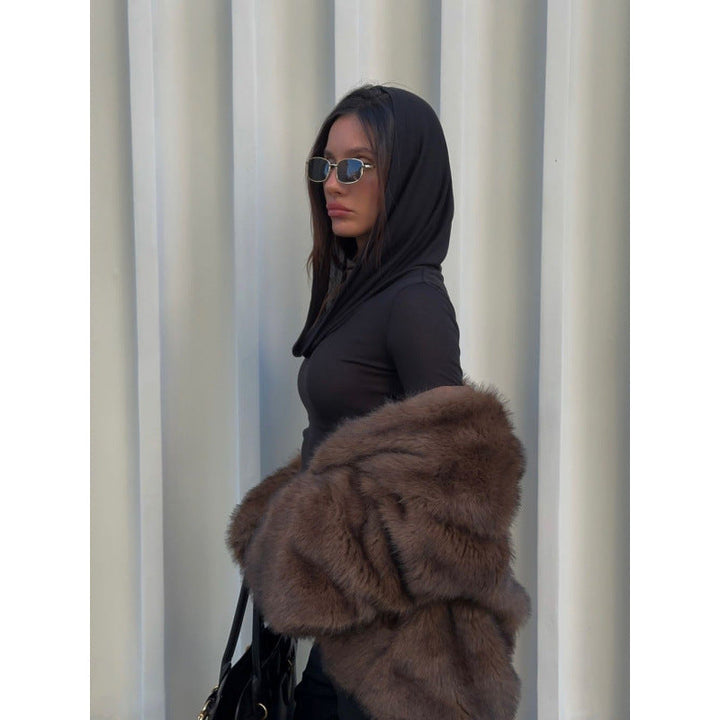Women's Luxurious Faux Fur Coat with Elegant Cut Mune