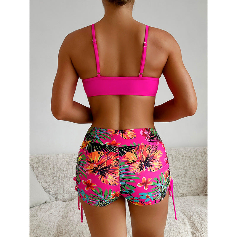 Women's Sporty Bikini with Floral Design and Adjustable Straps Mune Fashion