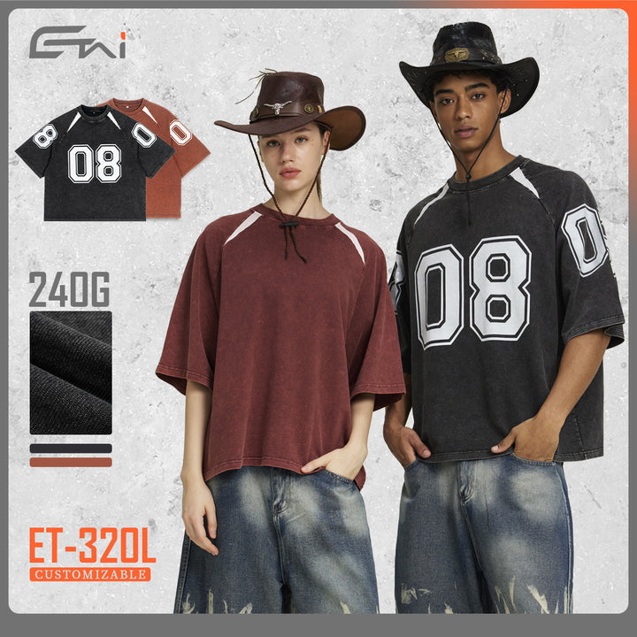Men's Oversize Raglan T-Shirt with Vintage Wash and Contrast Trim Mune Fashion