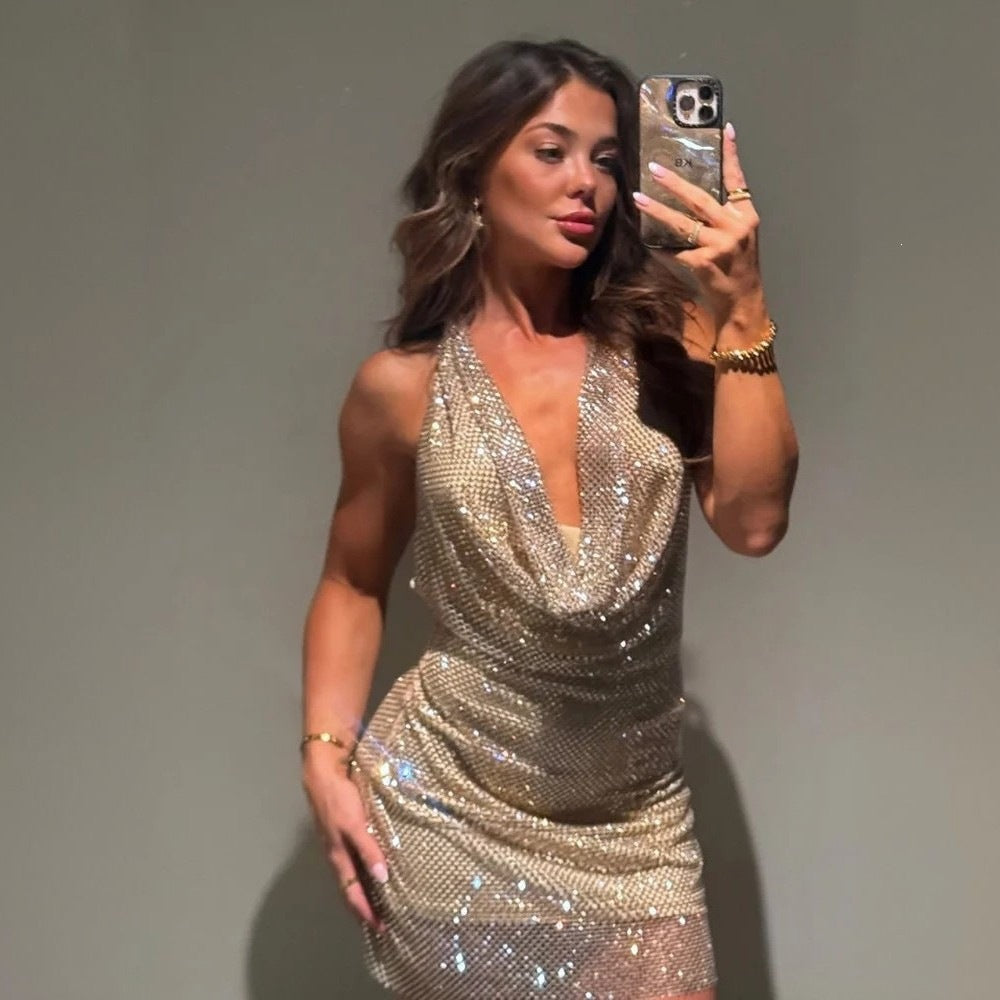 Ladies glamorous sequin mini dress Mune Fashion