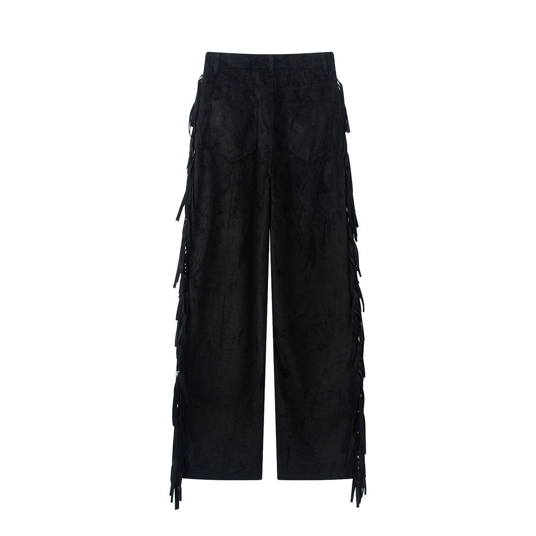 Women's Wide High Waist Pants with Side Fringes and Wide Leg Mune Fashion