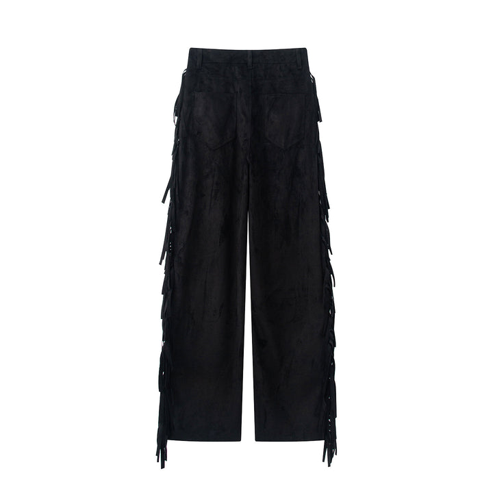 Women's Wide High Waist Pants with Side Fringes and Wide Leg Mune Fashion