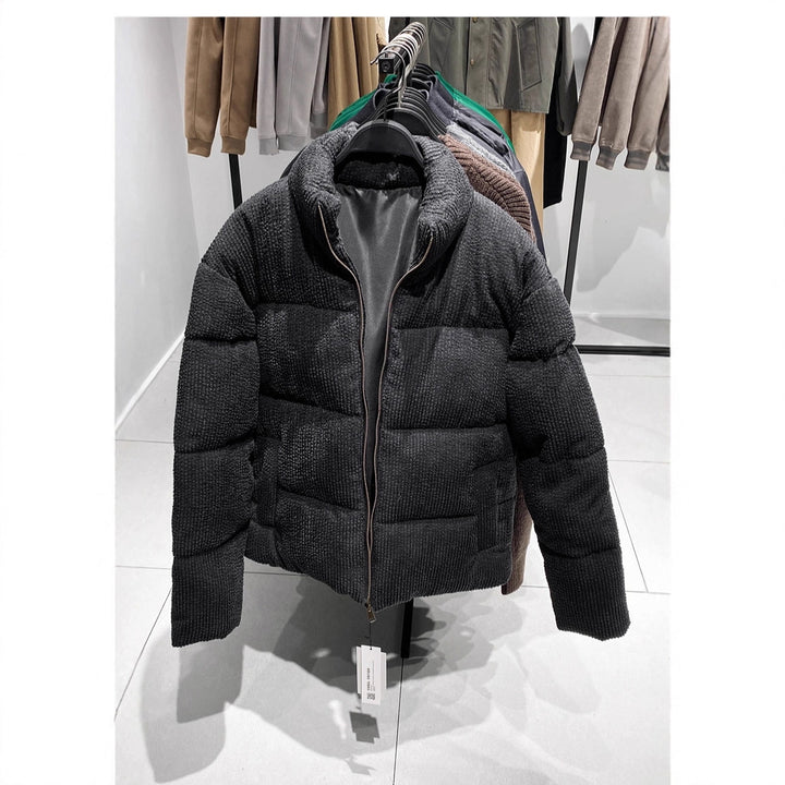 Men's short quilted jacket in cord structure with high stand-up collar Mune Fashion
