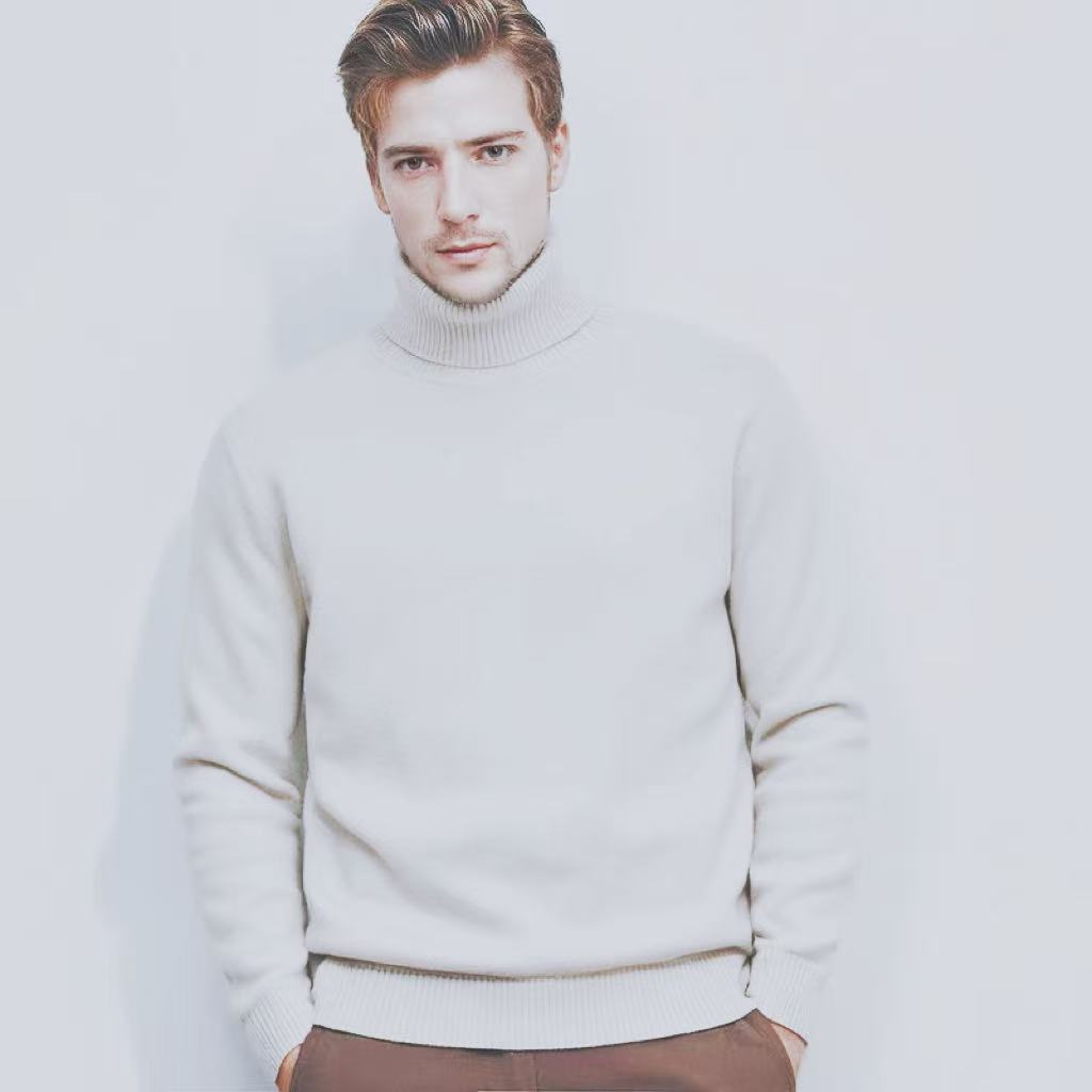 Men's fine knit turtleneck sweater with a slim silhouette and ribbed cuffs Mune Fashion