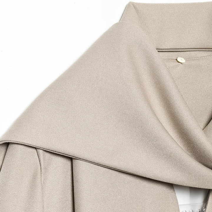 Women's Short Cape Coat with Wide Waterfall Collar and Single Button Closure Mune Fashion
