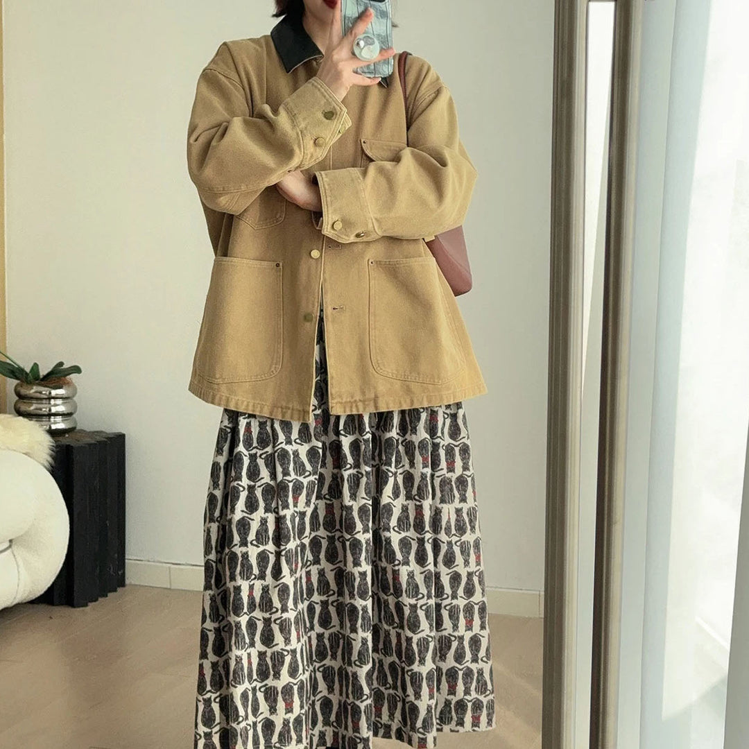 Women’s Stylish Utility Jacket with Check Pattern Mune Fashion