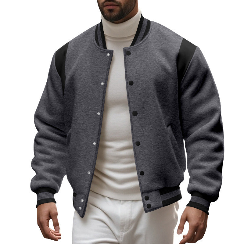 Men's nan College baseball jacket with snap button placket, ribbed collar and contrasting yokes Mune Fashion