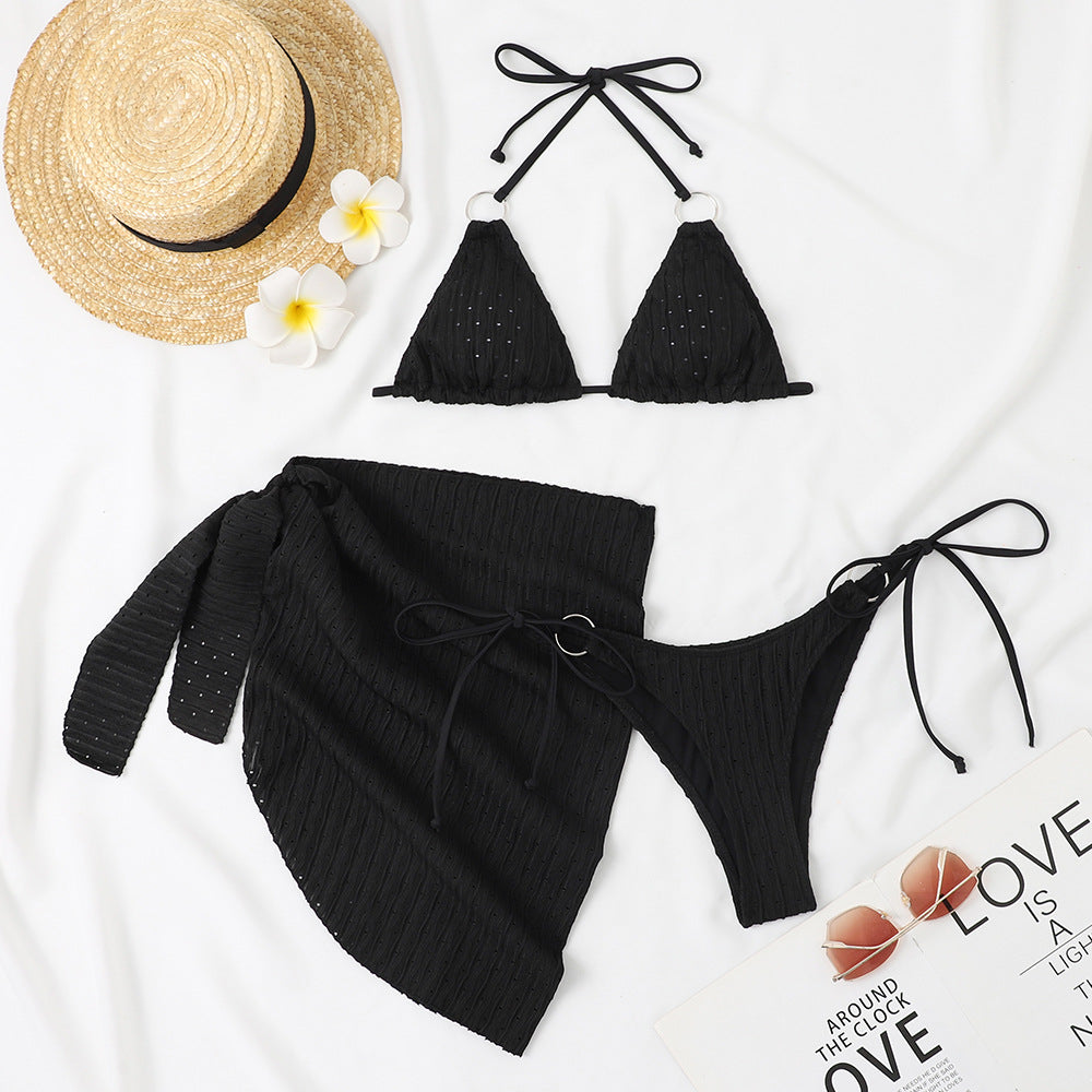 Women's Triangle Bikini Set with Stylish Wrap Skirt Mune Fashion