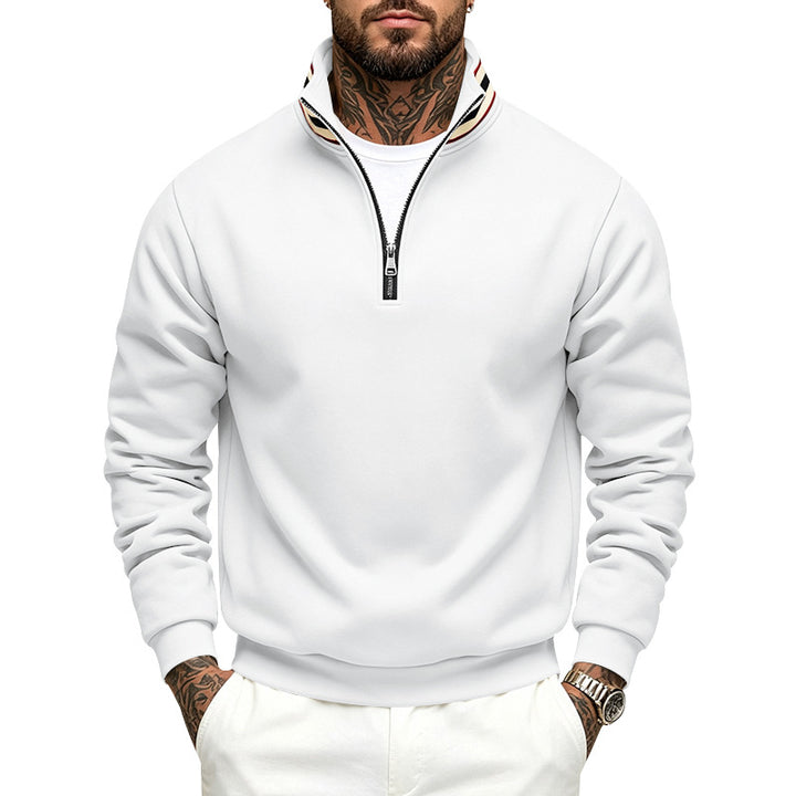 Men's sweatshirt with half zip and striped standing collar Mune Fashion