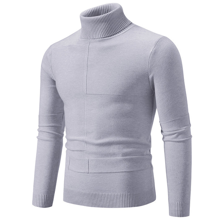 Men's fine turtleneck sweater with textured seams, slim-fit and ribbed cuffs Mune Fashion
