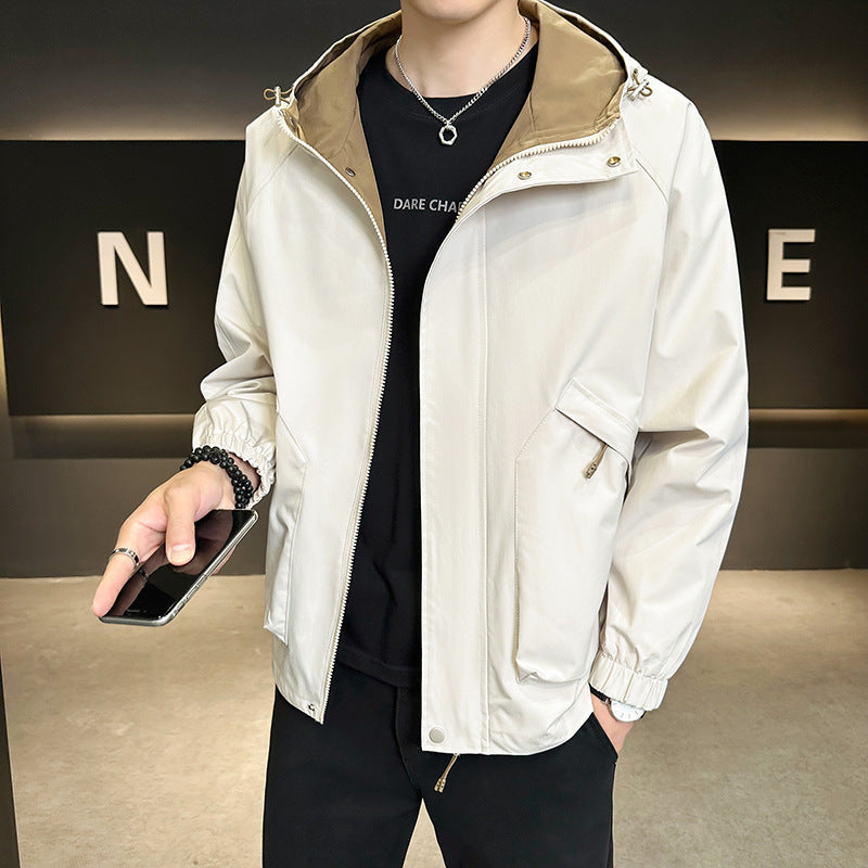 Men's Fashionable Transitional Jacket with Hood and Adjustable Cuffs Mune Fashion