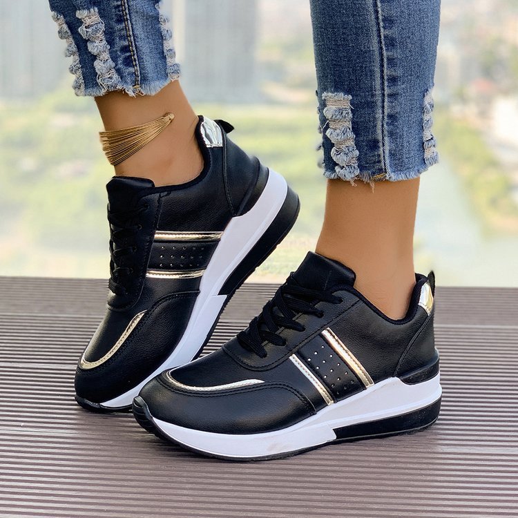 Women’s wedge sneaker with mid-high platform, padded comfort shaft and elastic side insert Mune Fashion