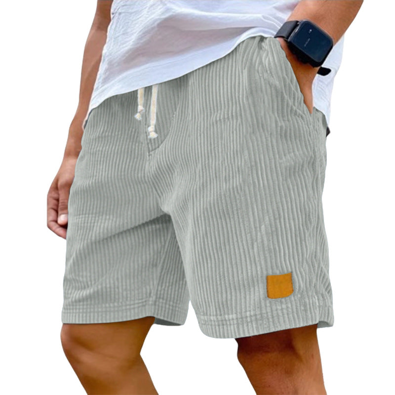 Men's fine corduroy shorts with elastic drawstring waistband, drawstring and deep side pockets Mune Fashion