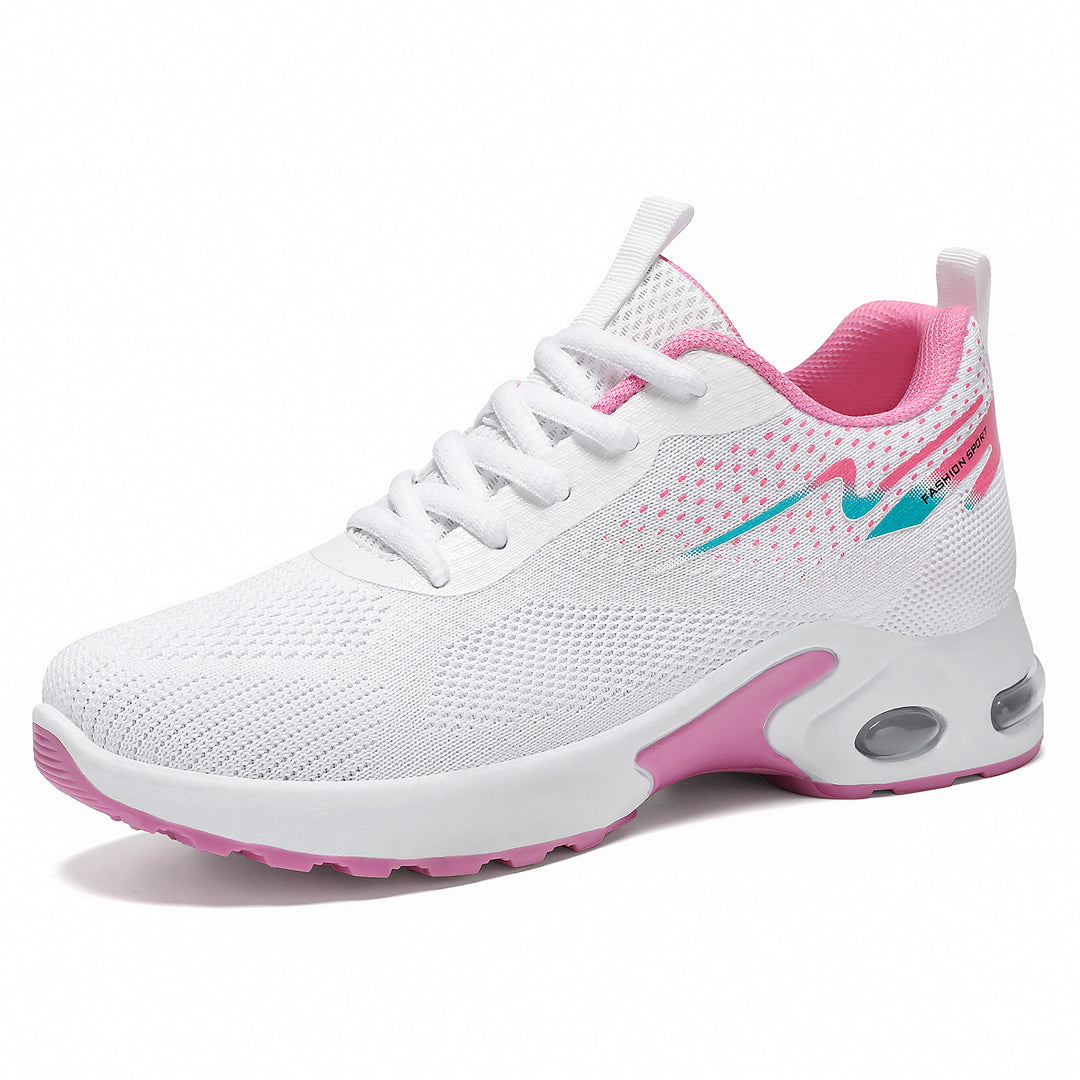 Women's sporty mesh running sneakers with visible air cushioning, breathable knitted upper and ergonomic comfort sole Mune Fashion