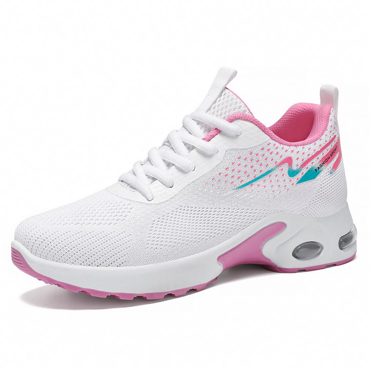 Women's sporty mesh running sneakers with visible air cushioning, breathable knitted upper and ergonomic comfort sole Mune Fashion