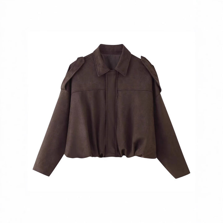 Women Cropped Oversized Blouson Jacket with Shoulder Flaps Mune Fashion