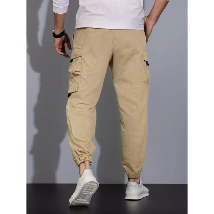 Men's Cord Cargo Jogging Pants with Elastic Waistband, Drawstring & Multiple Pockets Mune Fashion