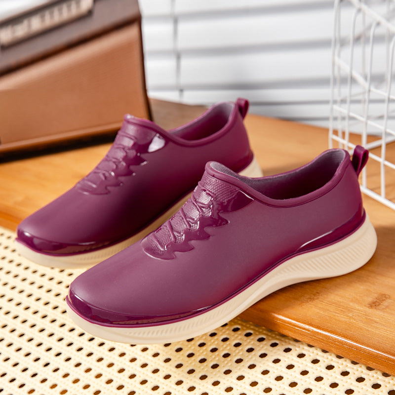 Men's Waterproof Slip-On Rubber Sneaker with Shock Absorbing Sole and Subtle Lace Look Mune Fashion