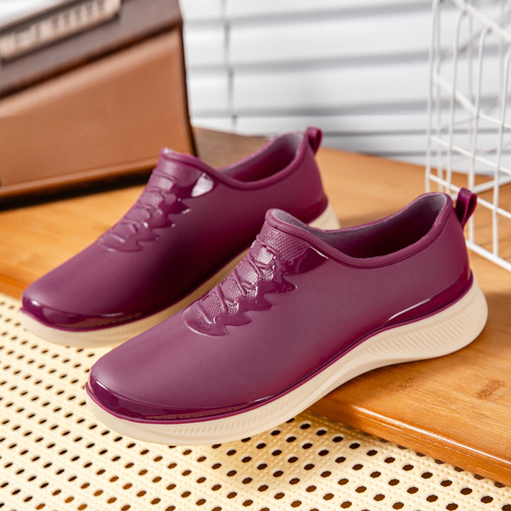 Men's Waterproof Slip-On Rubber Sneaker with Shock Absorbing Sole and Subtle Lace Look Mune Fashion