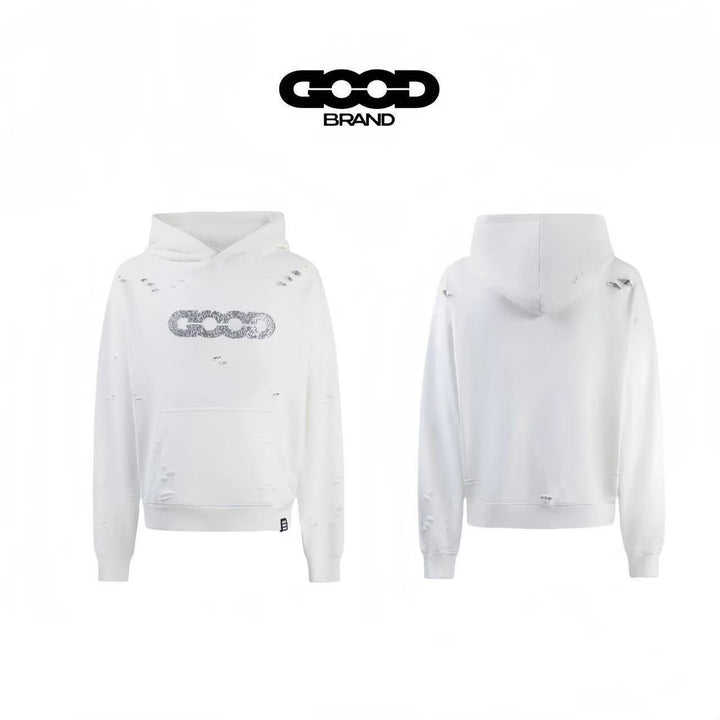 Ladies Oversized Hoodie with Torn Details Mune Fashion
