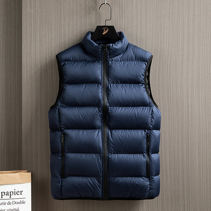 Men's Lightweight Thermal Quilted Vest with High Stand-Up Collar and Zipper Pockets Mune Fashion
