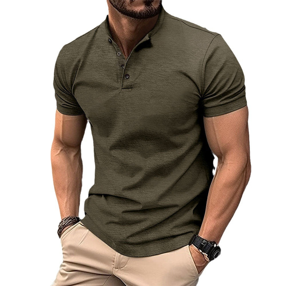 Men's Polo Shirt with Button Placket and Short Sleeves Mune