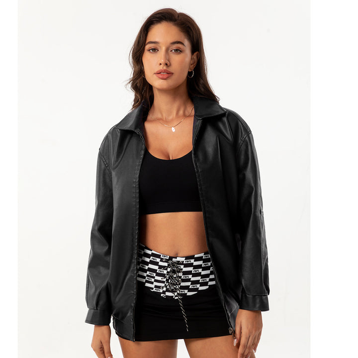 Women nan light satin bomber jacket with zipper and loose fit Mune Fashion